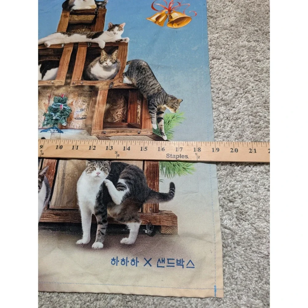 Hahaha x‎ Sandbox Tapestry Blue Christmas Cats Korean Wall Hanging Art